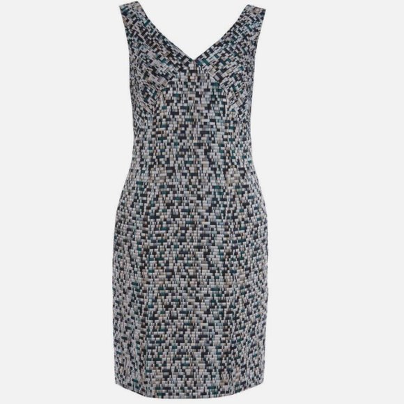 Hugo Boss Distripy Jacquard Ponte Multi-Color Sheath Dress NWOT-Size 4 - Picture 3 of 16